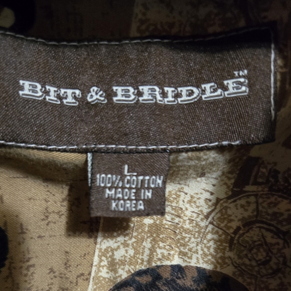 BIT & BRIDLE Tractors AOP Button Down Long Sleeve Shirt Size Large - Picture 3 of 4